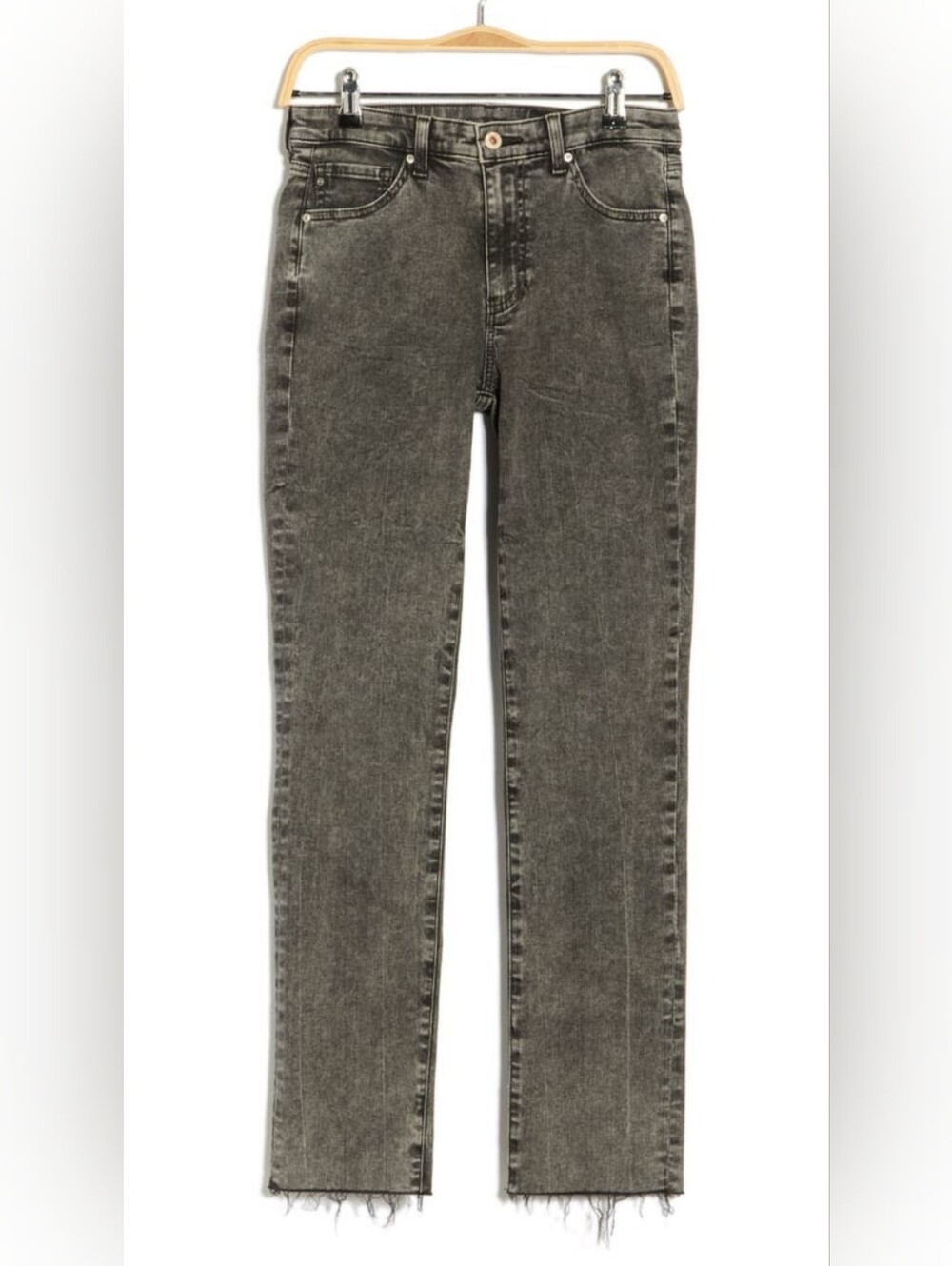 (1770) NWOT AG JEANS Mari Mid-Riise Slim Straight Raw Hem Jeans, Size 28